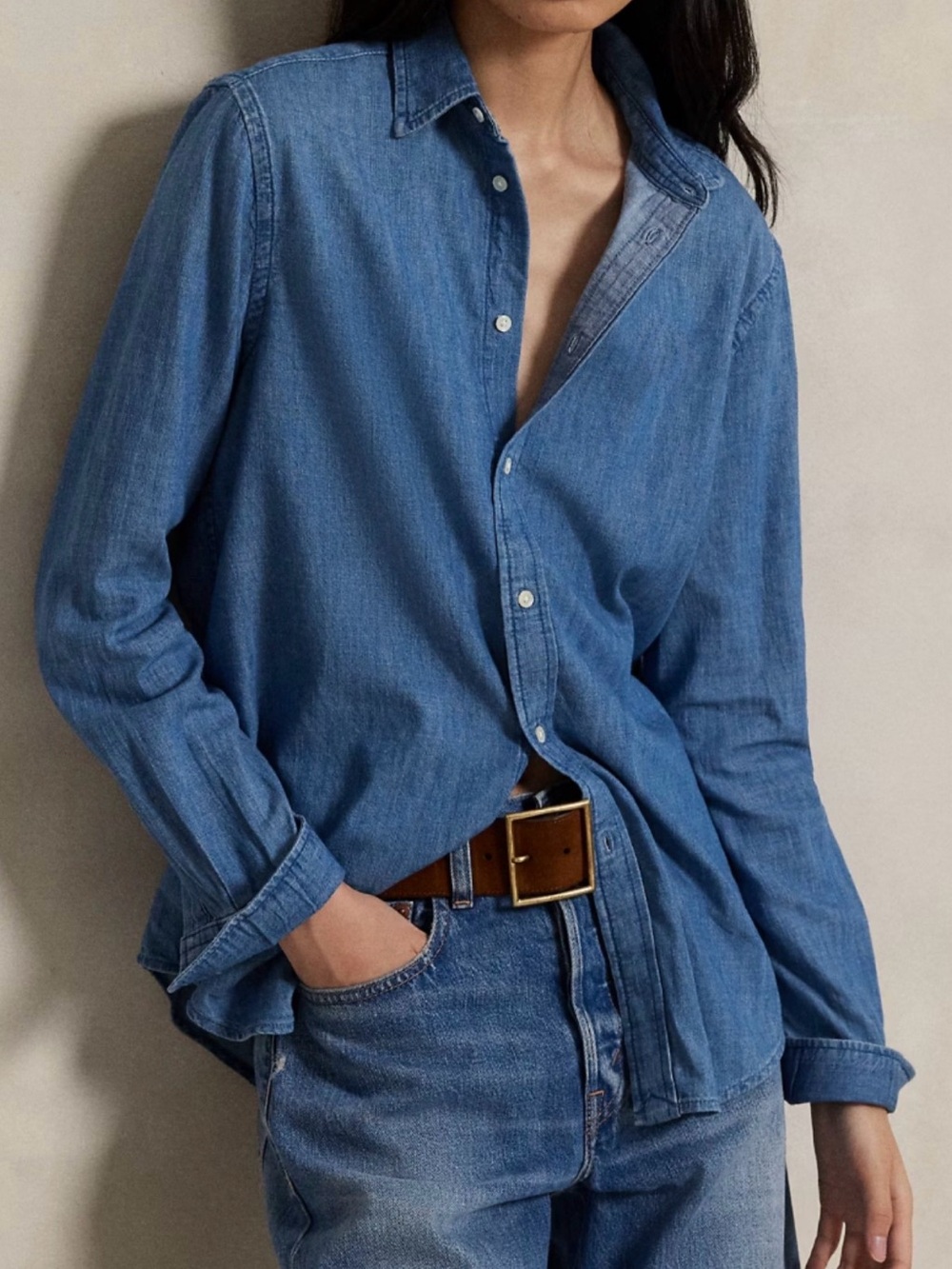Old Navy Button-Up Classic Denim Shirt in Dark Blue (NWT)